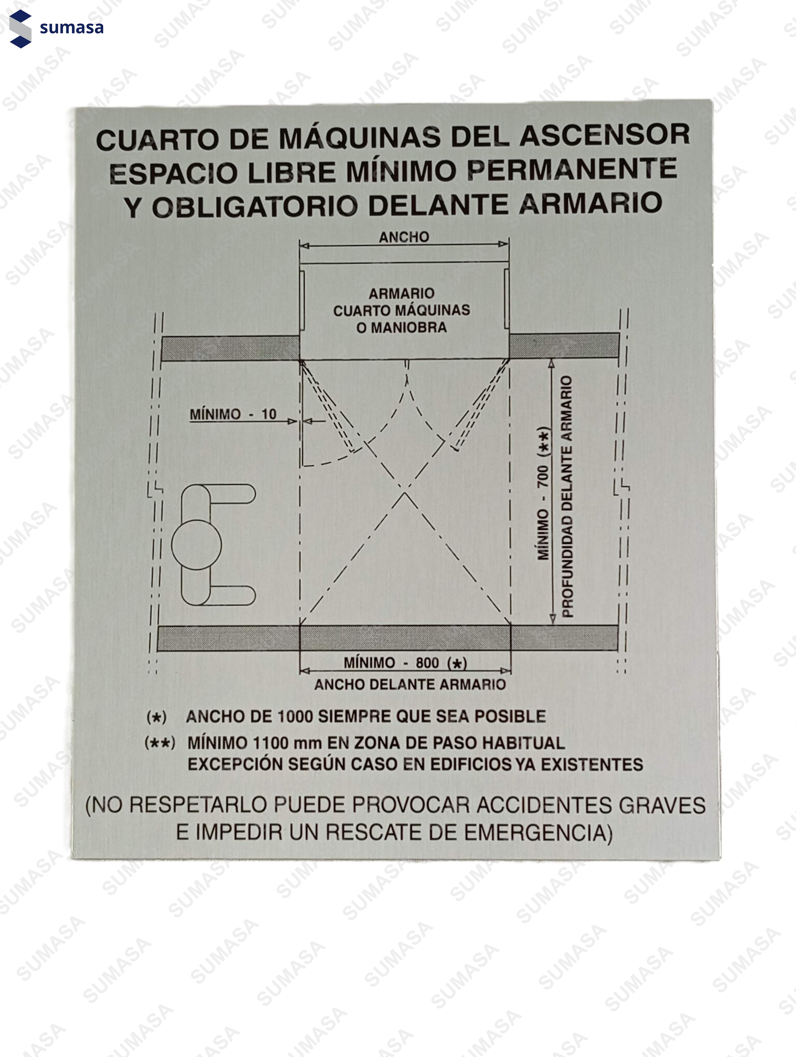 PLACA"ESPACIO LIBRE ARMARIO" ADHESIVA