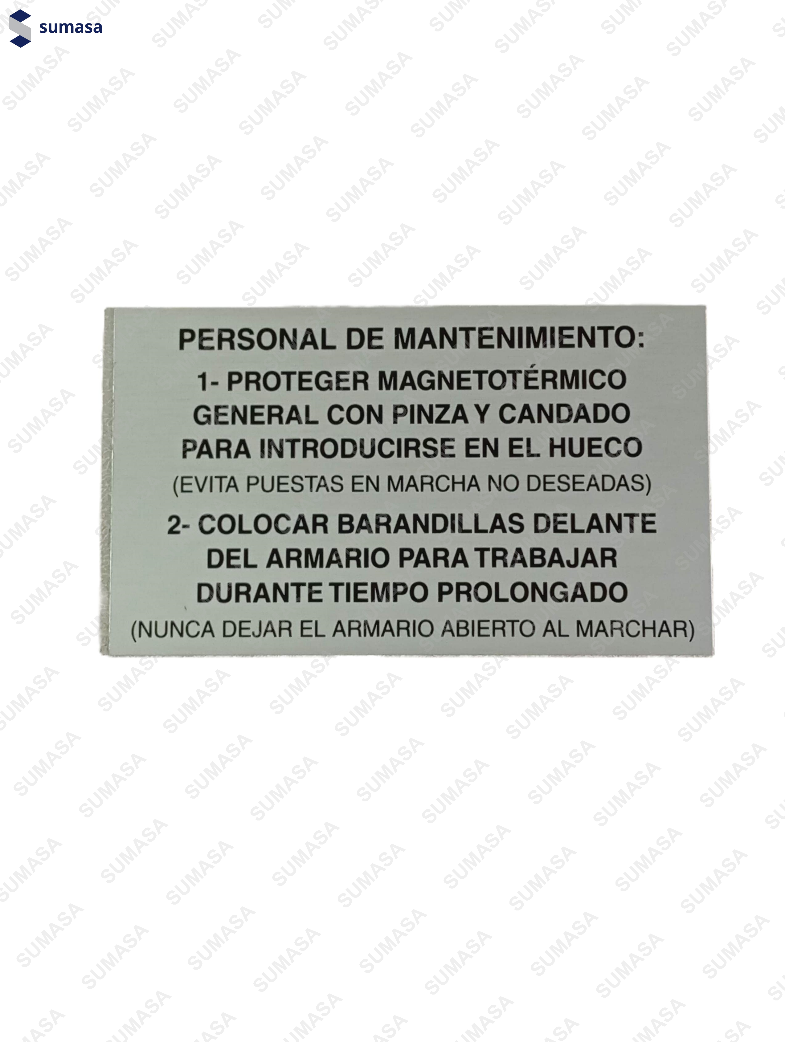PLACA"PERSONAL DE MANTENIMIENTO"ADHESIVA